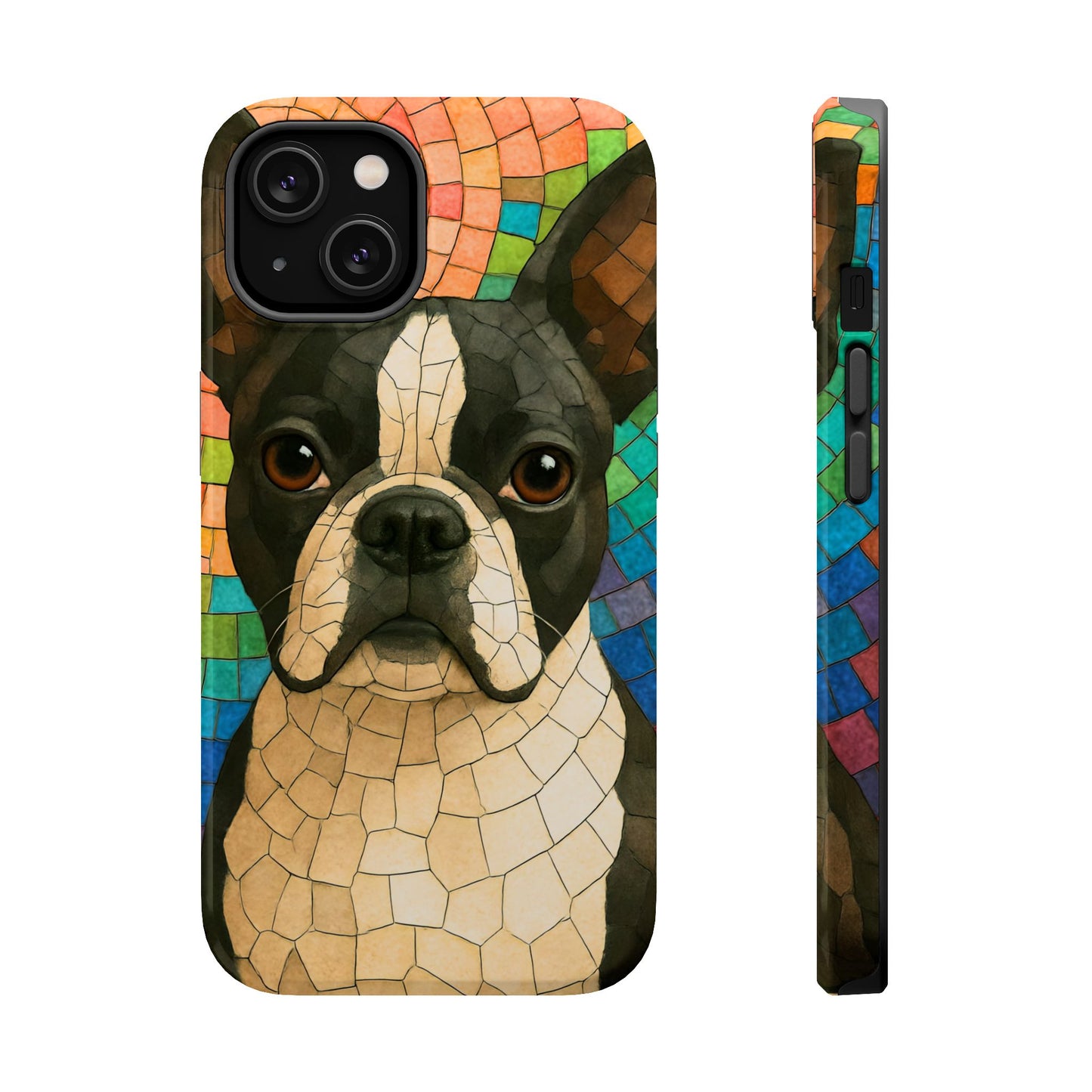 Boston Terrier Mosaic Phone Case, Boston Terrier Dog, Dog Phone Case, iPhone Dog Case, Dog Lover, Gift for Dog Lovers