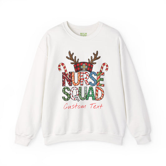 Christmas Nurse Squad Crewneck Sweatshirt – Custom Text Holiday Pullover