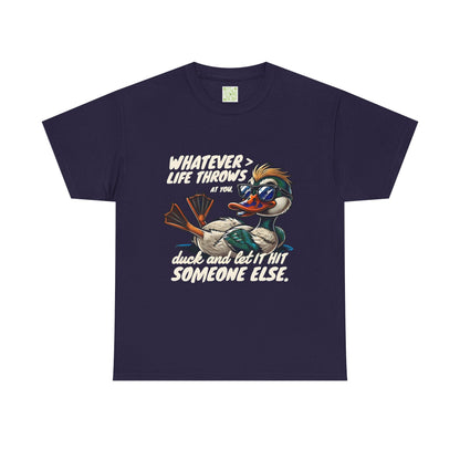 Funny Duck Quote T-Shirt, Unisex Heavy Cotton Tee, Quack Up Through Lifes Challenges