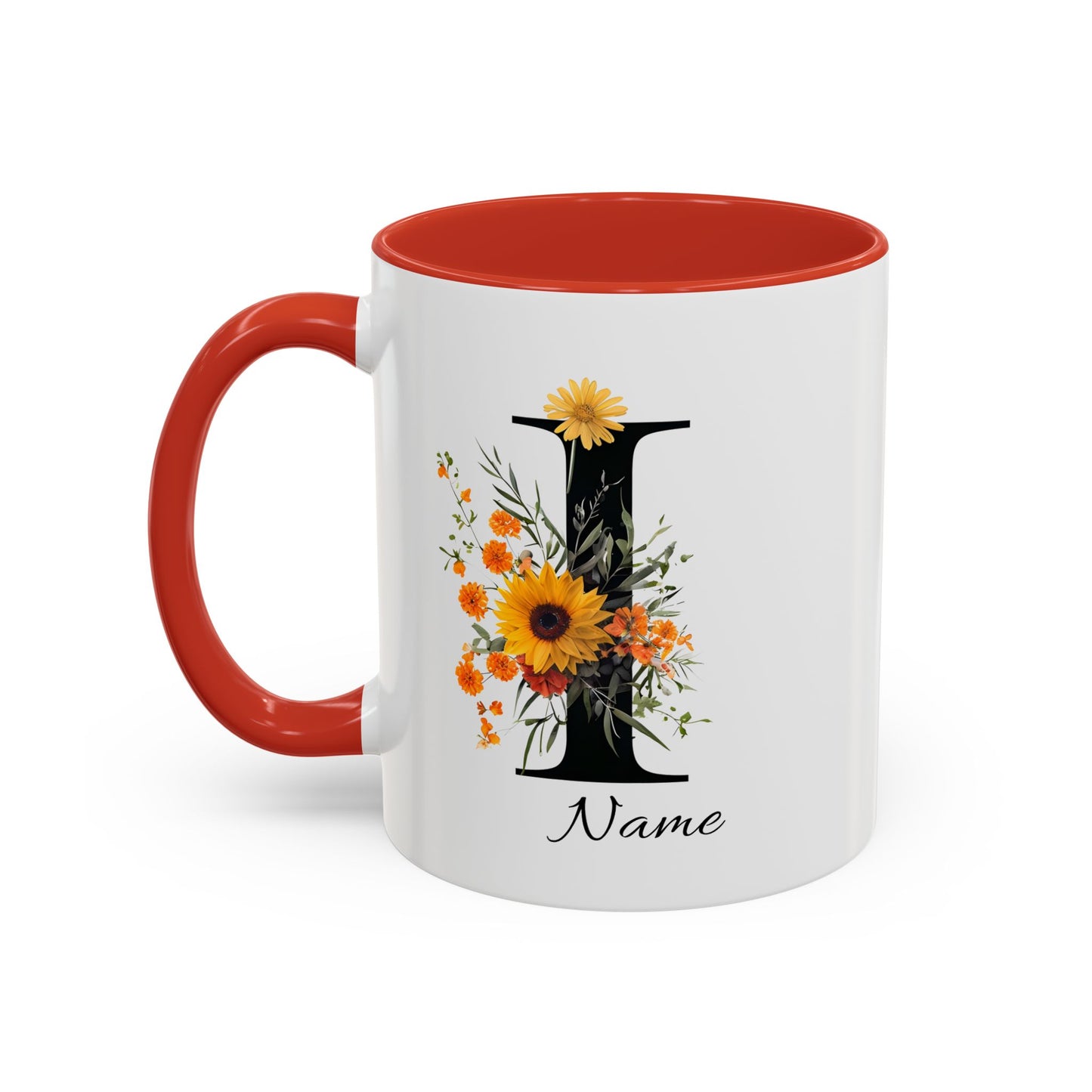 Personalized Floral Monogram - Letter I - Elegant Accent Coffee Mug – Personalized Mothers Day Gift