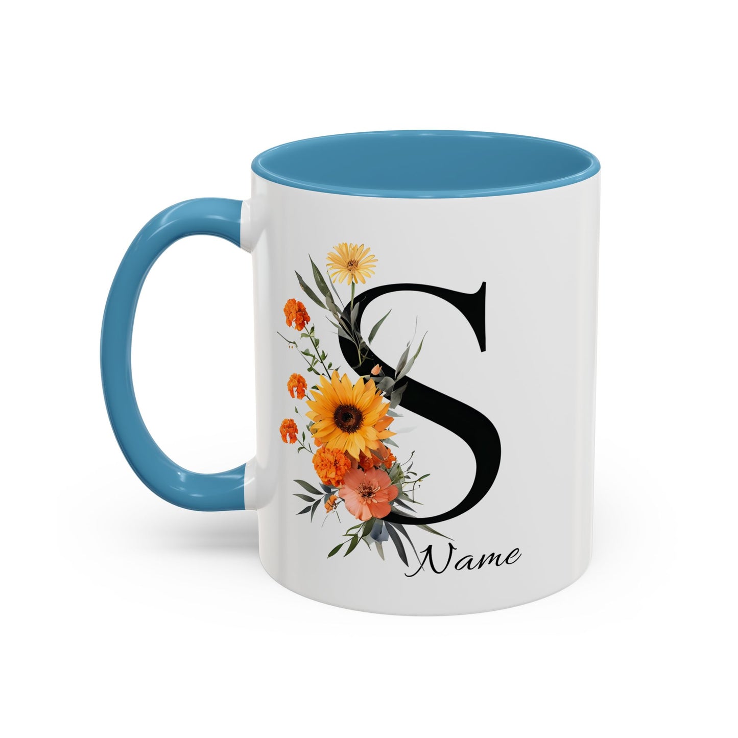 Personalized Floral Monogram - Letter S - Elegant Accent Coffee Mug – Personalized Mothers Day Gift