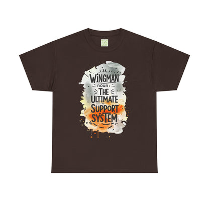 Wingman Ultimate Support System Unisex Heavy Cotton Tee | Fun Quote Shirt for Guys | Casual Wear Gift for Him | Perfect Buddy Gift