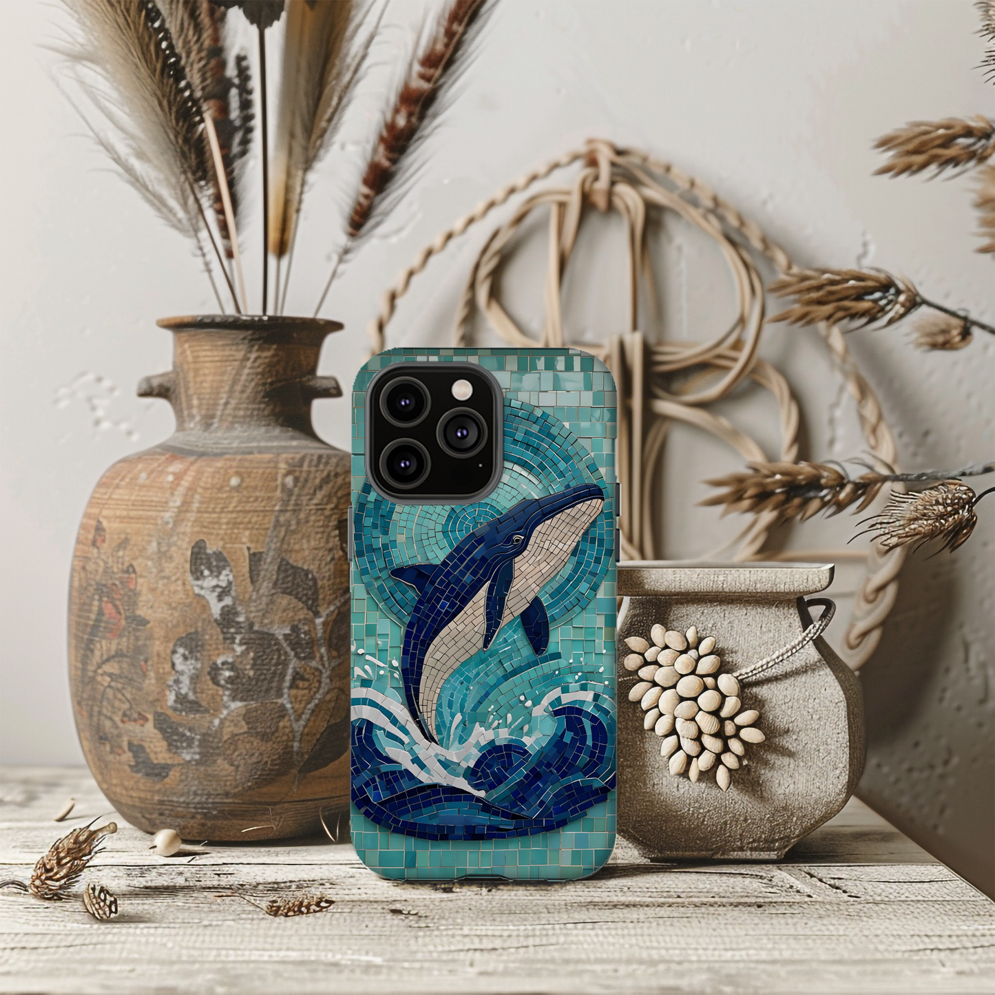 Whale Watching Mosaic iPhone Case, Whale Art, Unique Phone Case, Humpback Whale, Whale Gift, Marine Biology, Whale Watcher