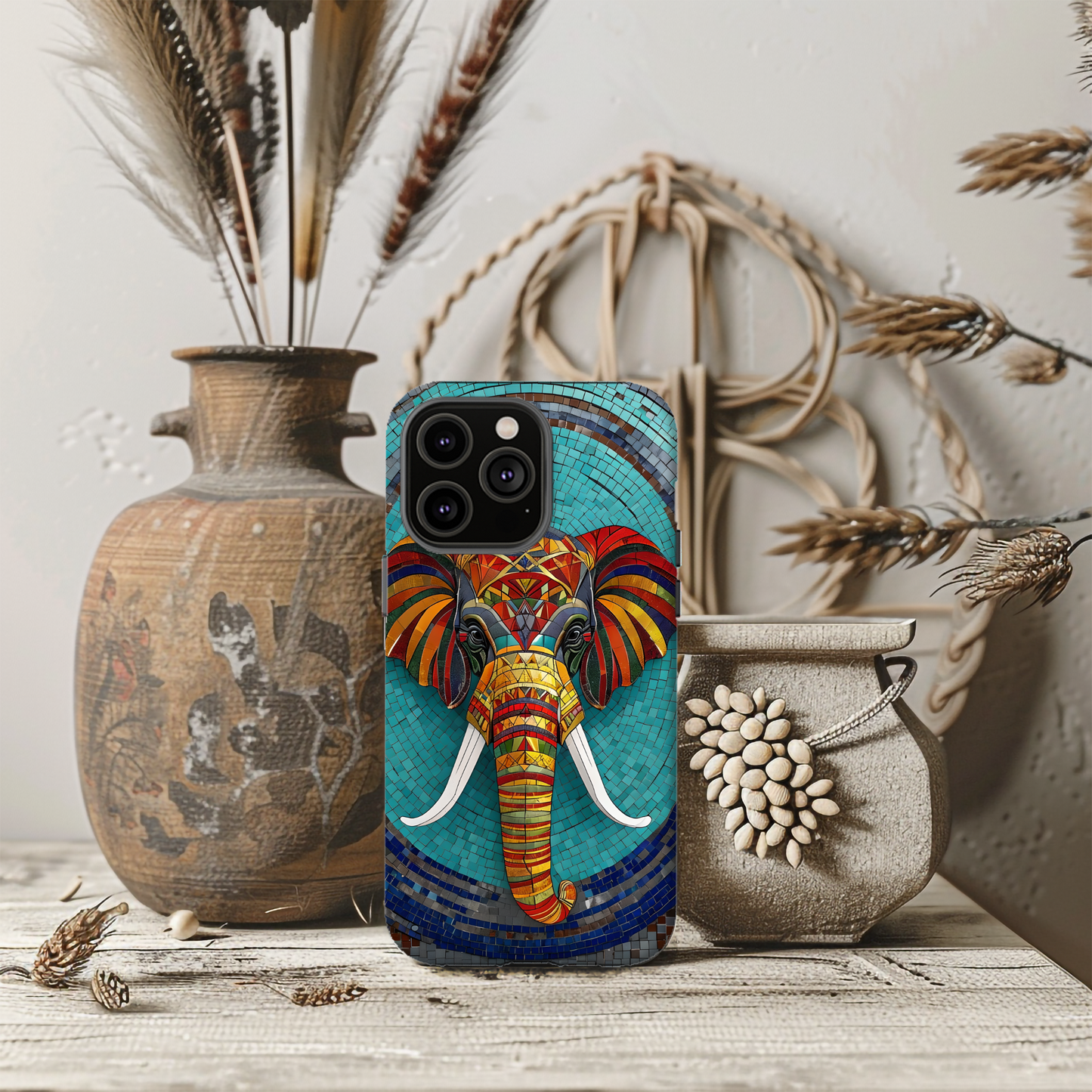 Artistic Elephant Phone Case, Elephant Case, Trendy iPhone Case, Elephant Lover Gift, Unique iPhone Case, Mosaic Design