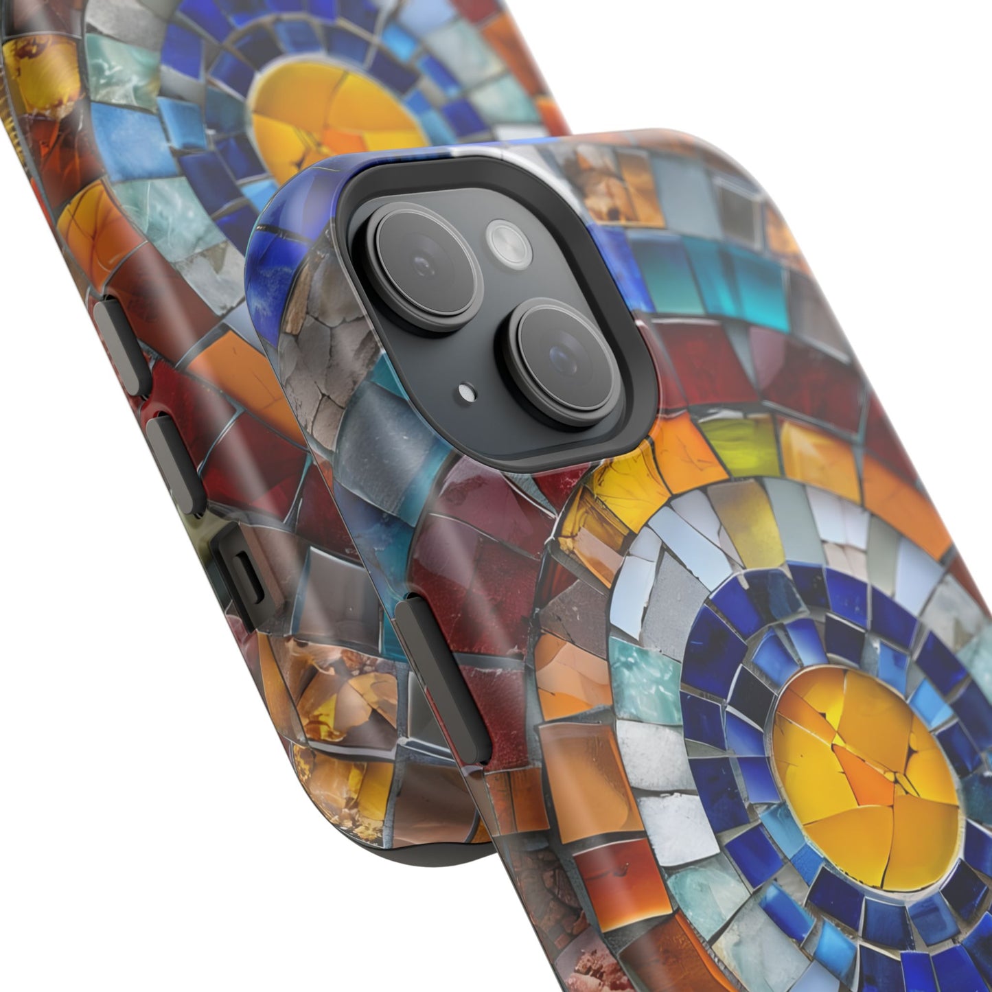 Magnetic Mosaic Phone Case, Trendy iPhone Case, Unique Design, Faux Stained Glass, Custom Phone Cover, Wireless Charging