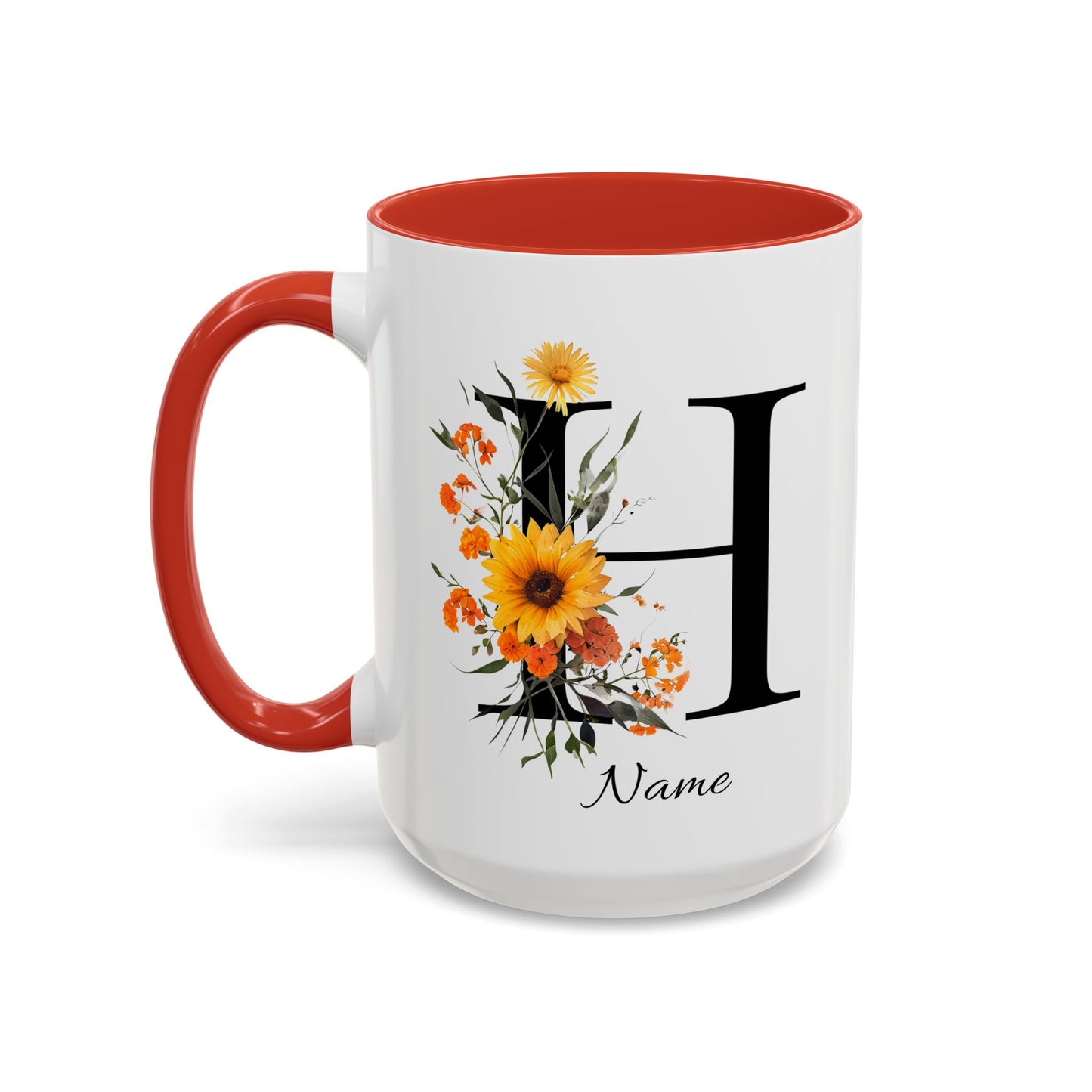 Personalized Floral Monogram - Letter H - Elegant Accent Coffee Mug – Personalized Mothers Day Gift