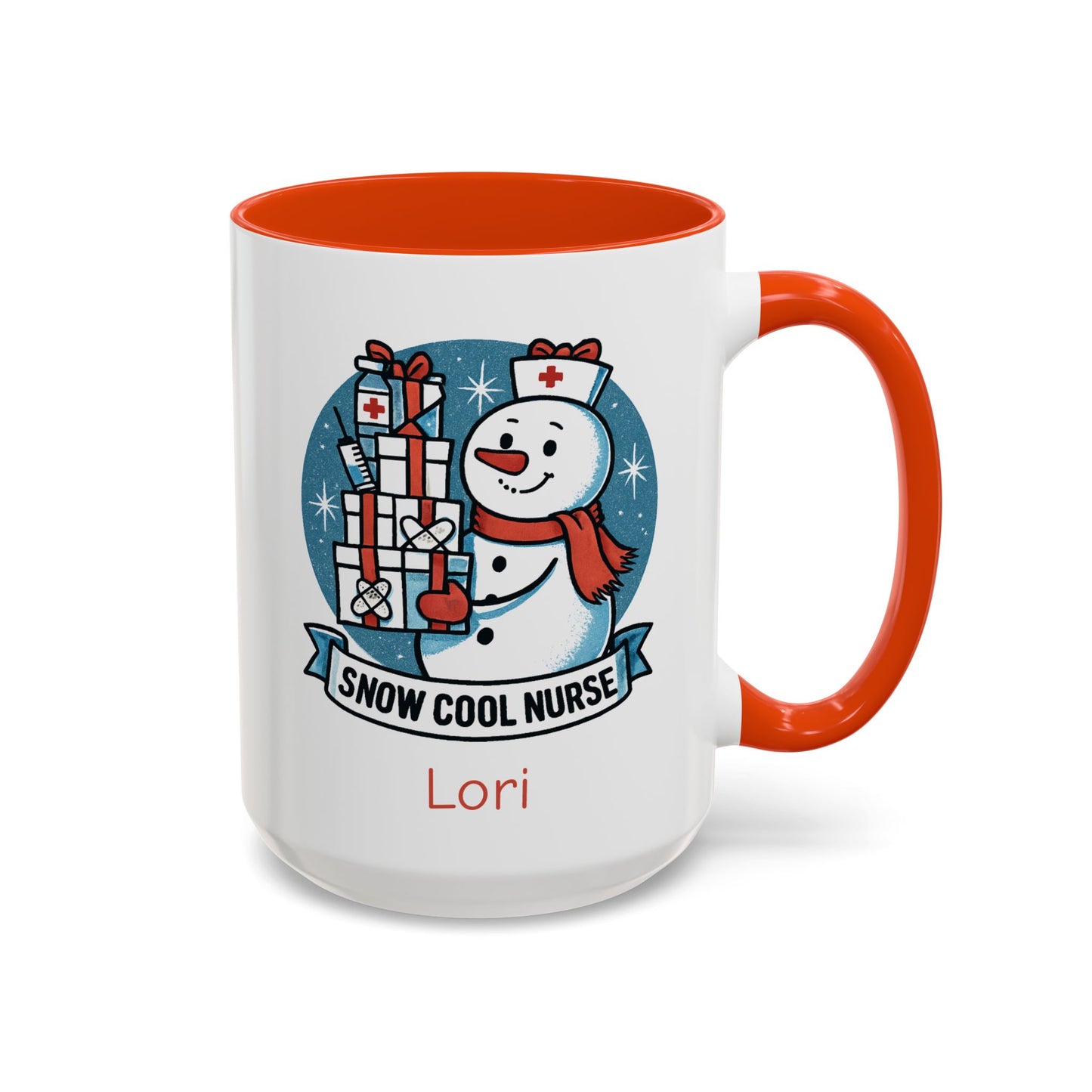Personalized Snowman Nurse Mugs with festive designs and custom names, perfect holiday gift for nurses.