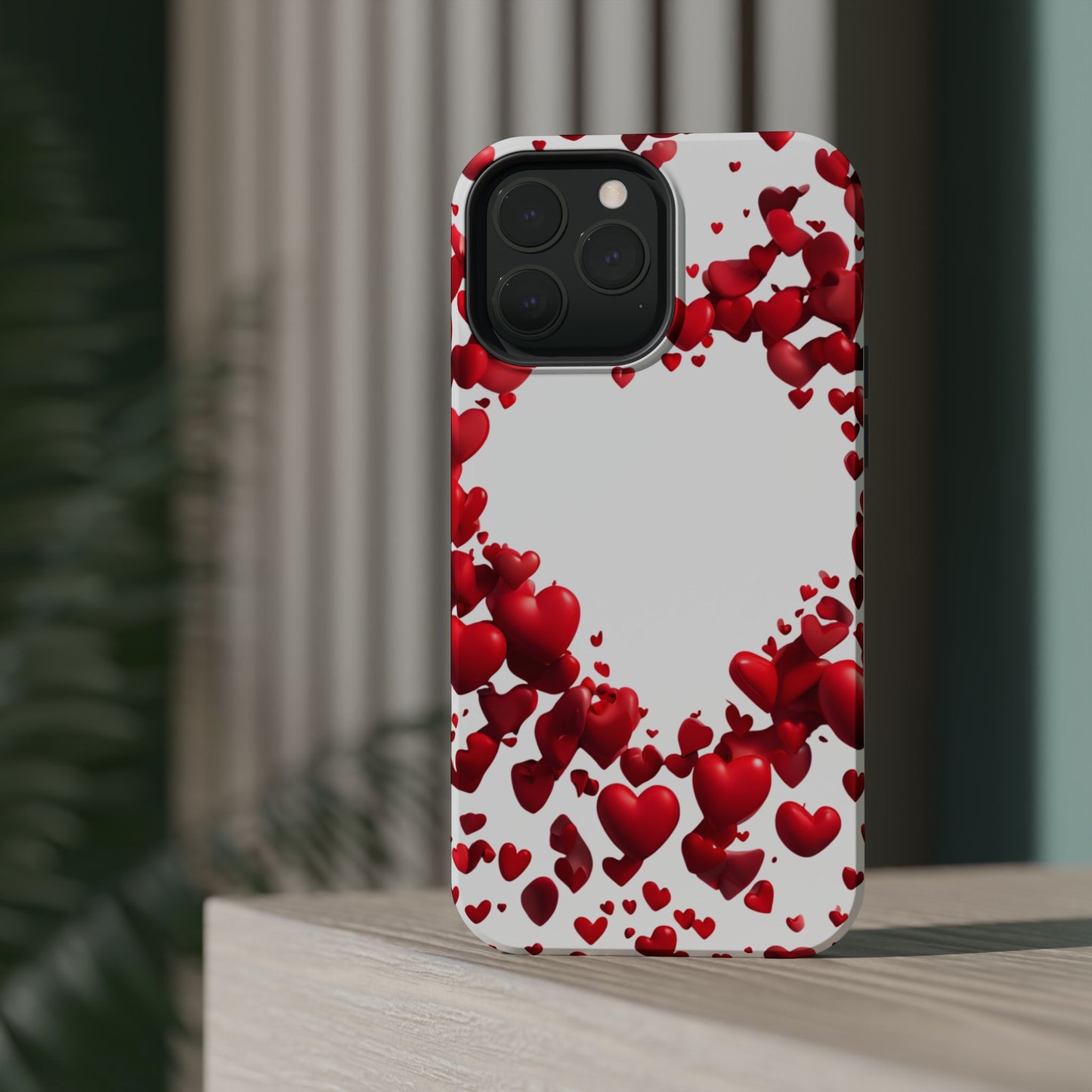 Heart-Shaped Heart Motif Magnetic Tough iPhone Case, Love Themed Phone Cover, Valentine's Day Gift,  Romantic Phone Case