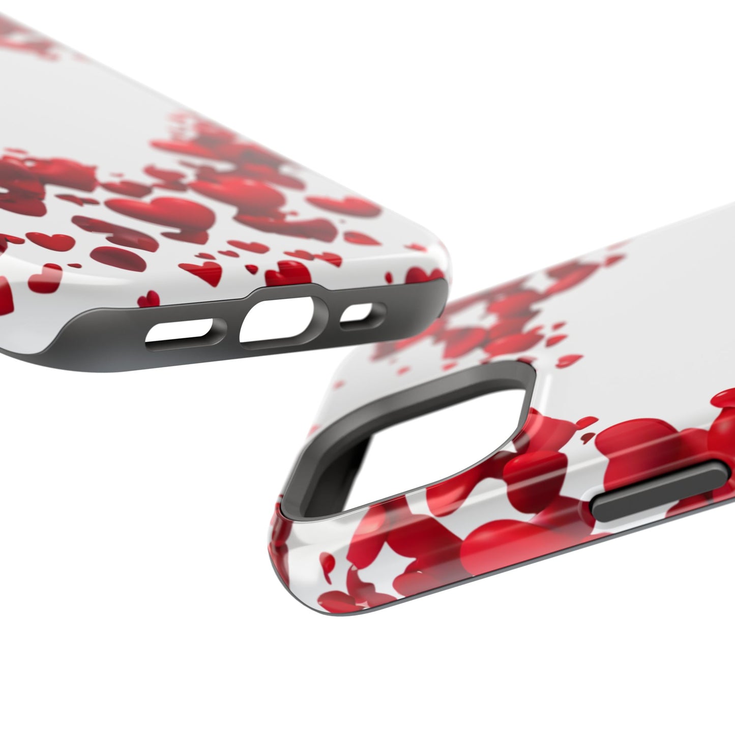 Heart-Shaped Heart Motif Magnetic Tough iPhone Case, Love Themed Phone Cover, Valentine's Day Gift,  Romantic Phone Case