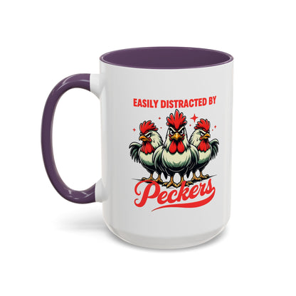 Easily Distracted by Peckers Coffee Mug, Inappropriate Gift, Naughty Valentines, Dark Humor Gift, Offensive Mug, Silly Mug