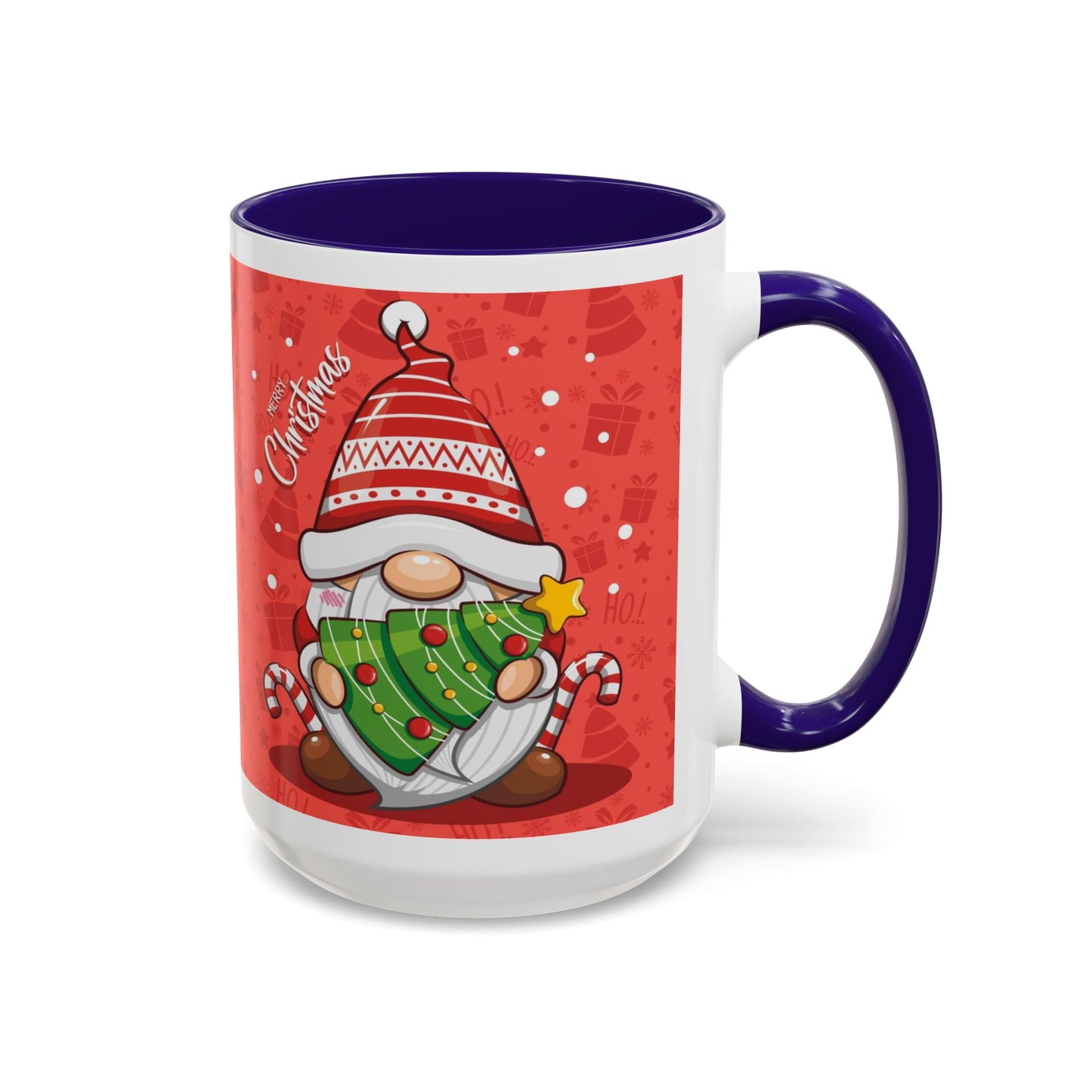 Christmas Tree Gnome, Red Christmas Gnome Mug with Tree and Candy Canes, Festive Holiday Coffee Cup, Cute Gnome Lover Gift, Winter Cocoa Mug, Christmas Kitchen Decor