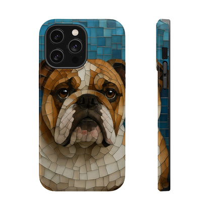 Bulldog Mosaic iPhone Charging Case - Pet Lover's Phone Cover, Dog-Inspired Gift, Unique Mobile Case, Customizable Dog Case, Animal Art Phone [...]