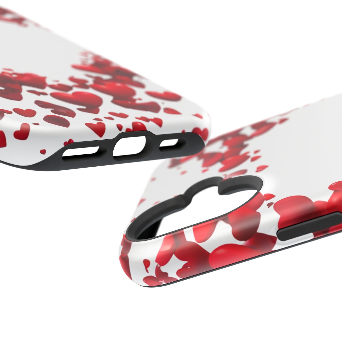 Heart-Shaped Heart Motif Magnetic Tough iPhone Case, Love Themed Phone Cover, Valentine's Day Gift,  Romantic Phone Case