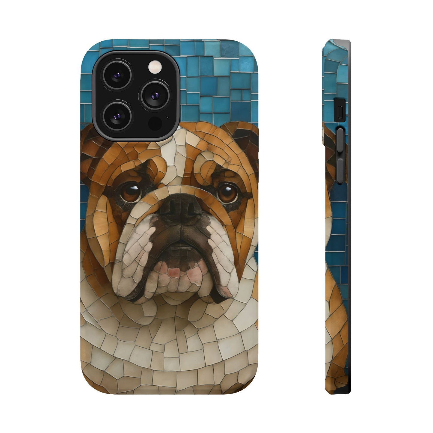 Bulldog Mosaic iPhone Charging Case - Pet Lover's Phone Cover, Dog-Inspired Gift, Unique Mobile Case, Customizable Dog Case, Animal Art Phone [...]