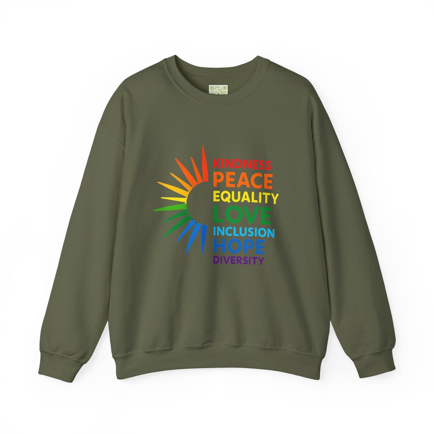 LGBTQ Equality Shirt, Pride Month Crewneck Sweatshirt, Kindness Peace Love Pride Sweater, Rainbow Gay Pride Clothing, Unisex Pride Gift