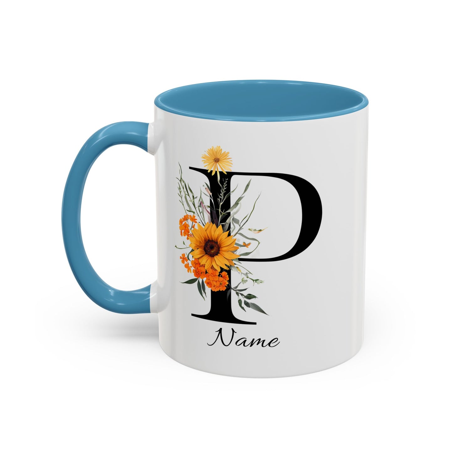 Personalized Floral Monogram - Letter P - Elegant Accent Coffee Mug – Personalized Mothers Day Gift