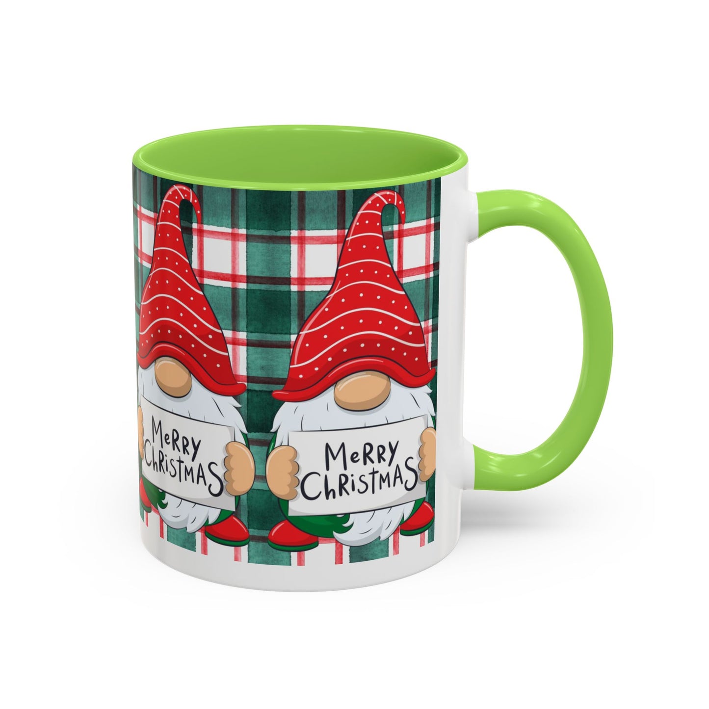 Plaid Merry Christmas Gnome Mug, Red Plaid Holiday Coffee Cup, Festive Gnome Lover Gift, Cute Hot Cocoa Mug, Winter Christmas Drinkware