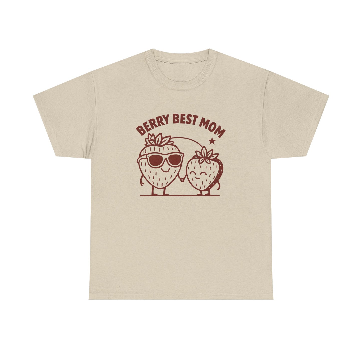 Berry Best Mom Heavy Cotton Tee, Cute Strawberry Design, Strawberry Shirt, 1st Mothers Day, Gifts for New Mom