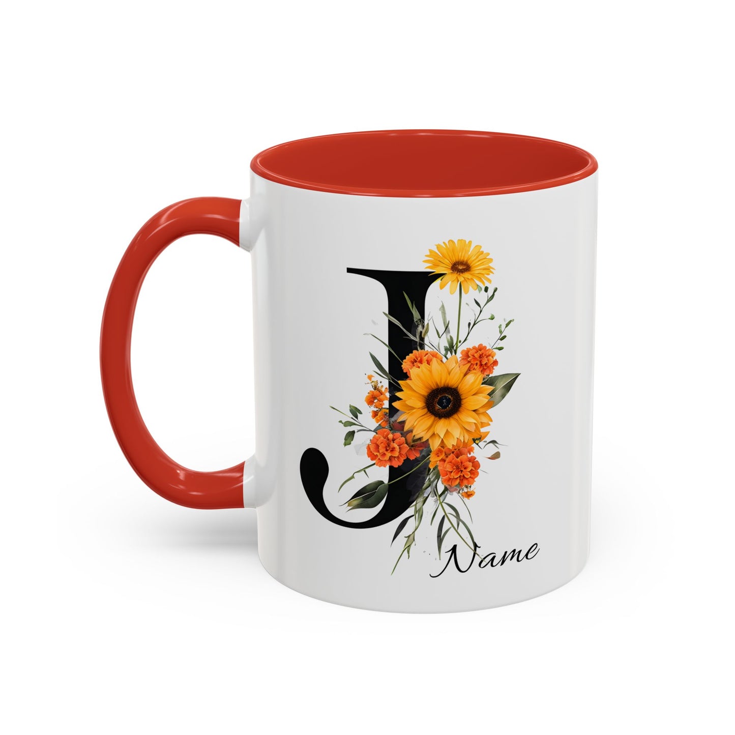 Personalized Floral Monogram - Letter J - Elegant Accent Coffee Mug – Personalized Mothers Day Gift