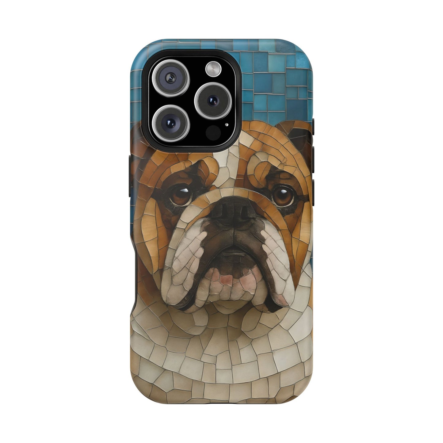 Bulldog Mosaic iPhone Charging Case - Pet Lover's Phone Cover, Dog-Inspired Gift, Unique Mobile Case, Customizable Dog Case, Animal Art Phone [...]