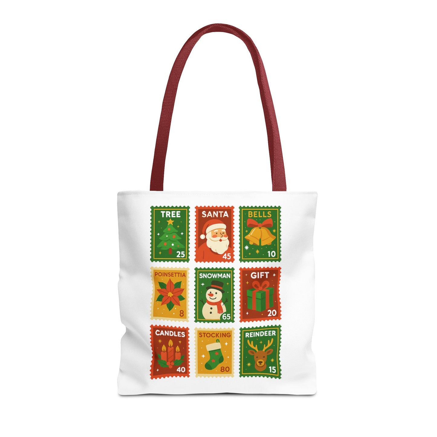 Festive Holiday Stamp Tote Bag, Xmas Gift Bag, Holiday Tote Bag, Custom Christmas Bag, Party Favor Gift Bag, Unique Gift Bag