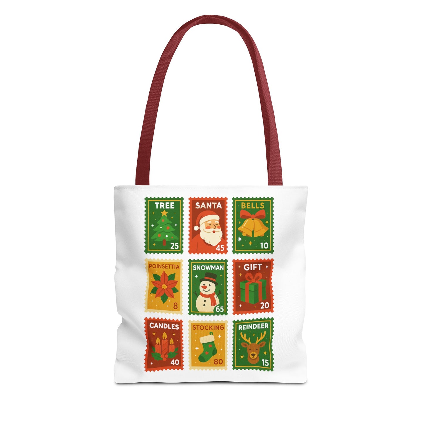 Festive Holiday Stamp Tote Bag, Xmas Gift Bag, Holiday Tote Bag, Custom Christmas Bag, Party Favor Gift Bag, Unique Gift Bag