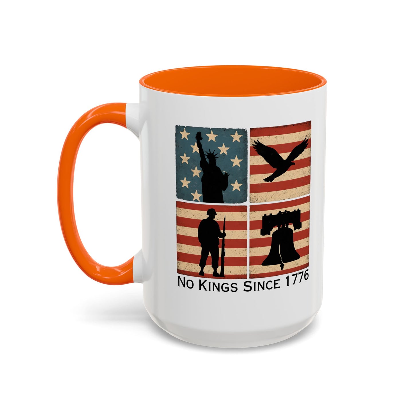 No Kings Since 1776 Coffee Mug, Fourth of July Gift, Retro American Flag Mug, Land of the Free, Military Veteran Gift