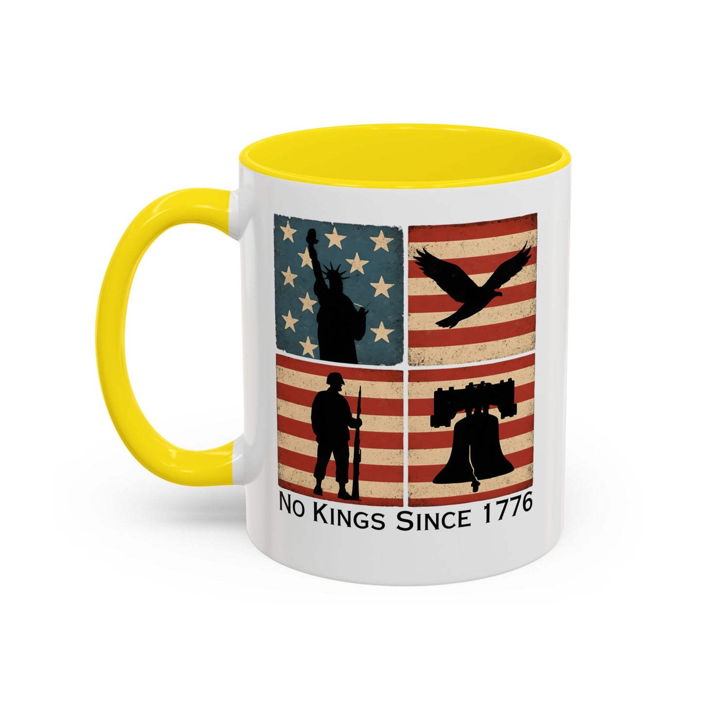 No Kings Since 1776 Coffee Mug, Fourth of July Gift, Retro American Flag Mug, Land of the Free, Military Veteran Gift