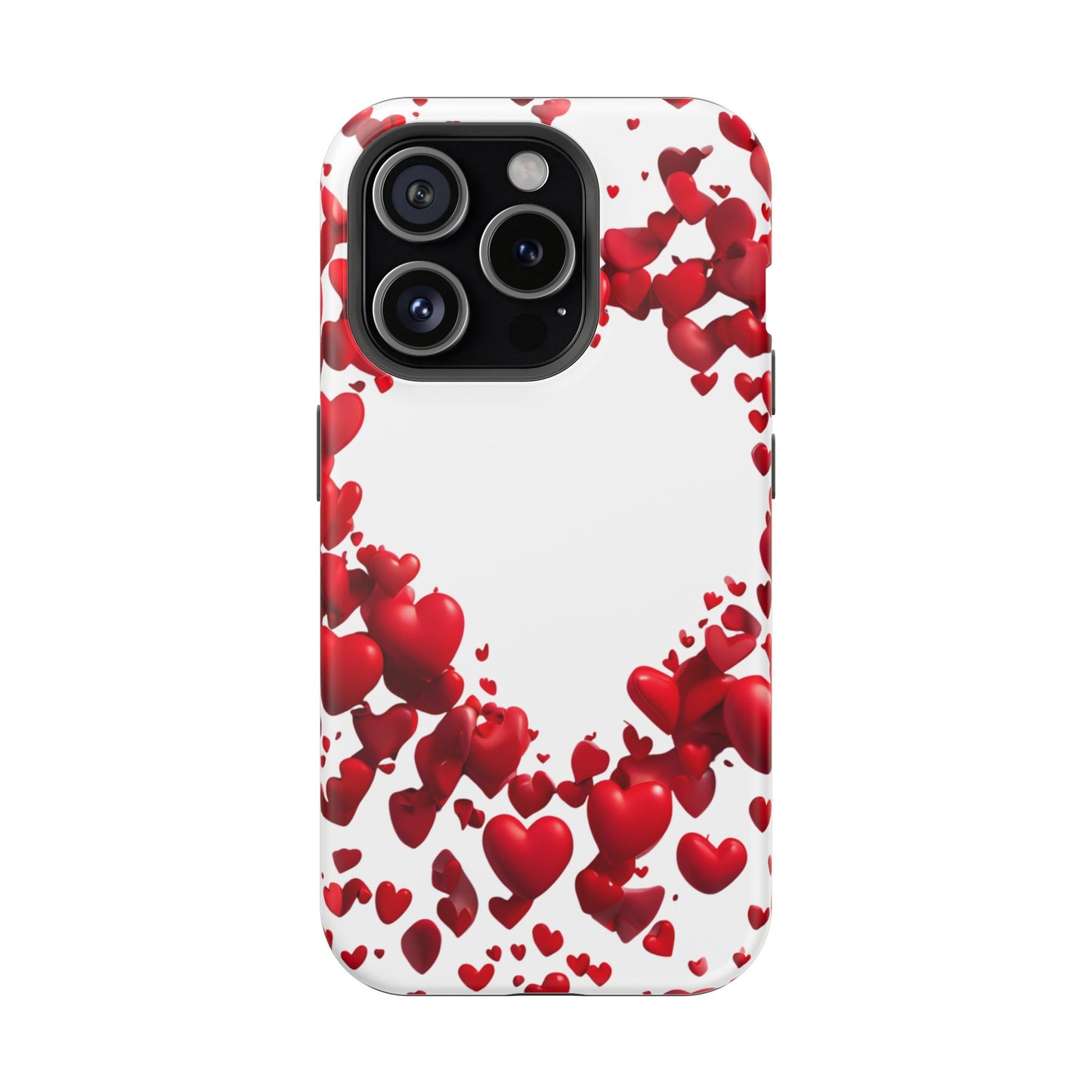 Heart-Shaped Heart Motif Magnetic Tough iPhone Case, Love Themed Phone Cover, Valentine's Day Gift,  Romantic Phone Case
