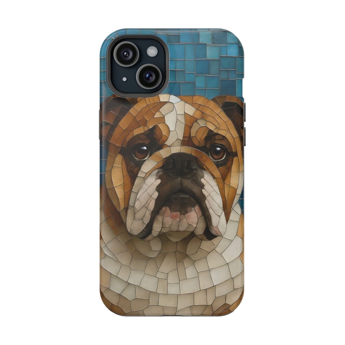 Bulldog Mosaic iPhone Charging Case - Pet Lover's Phone Cover, Dog-Inspired Gift, Unique Mobile Case, Customizable Dog Case, Animal Art Phone [...]