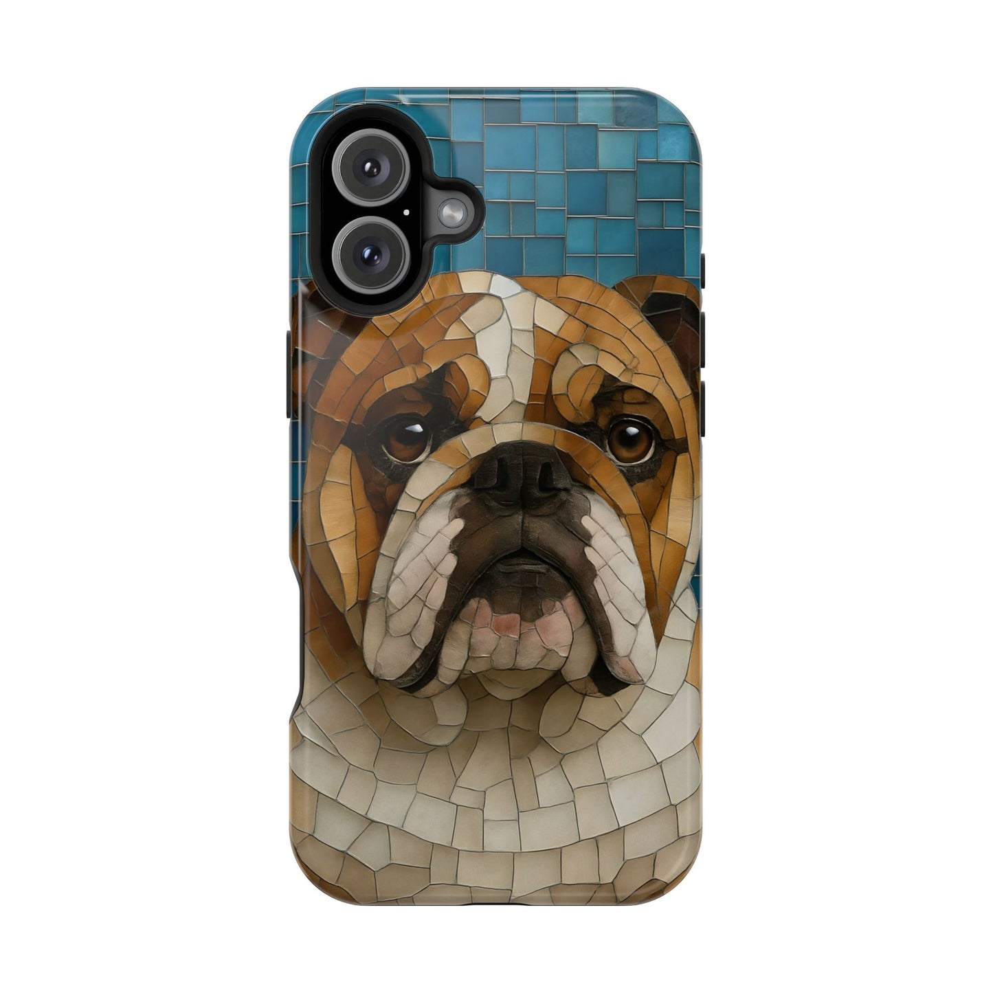 Bulldog Mosaic iPhone Charging Case - Pet Lover's Phone Cover, Dog-Inspired Gift, Unique Mobile Case, Customizable Dog Case, Animal Art Phone [...]