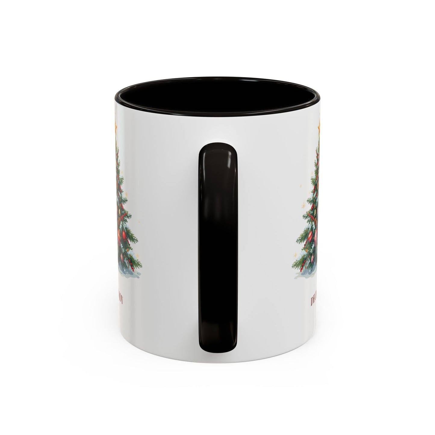 Christmas snowman mug with festive tree design, perfect for holiday drinks and cozy moments.