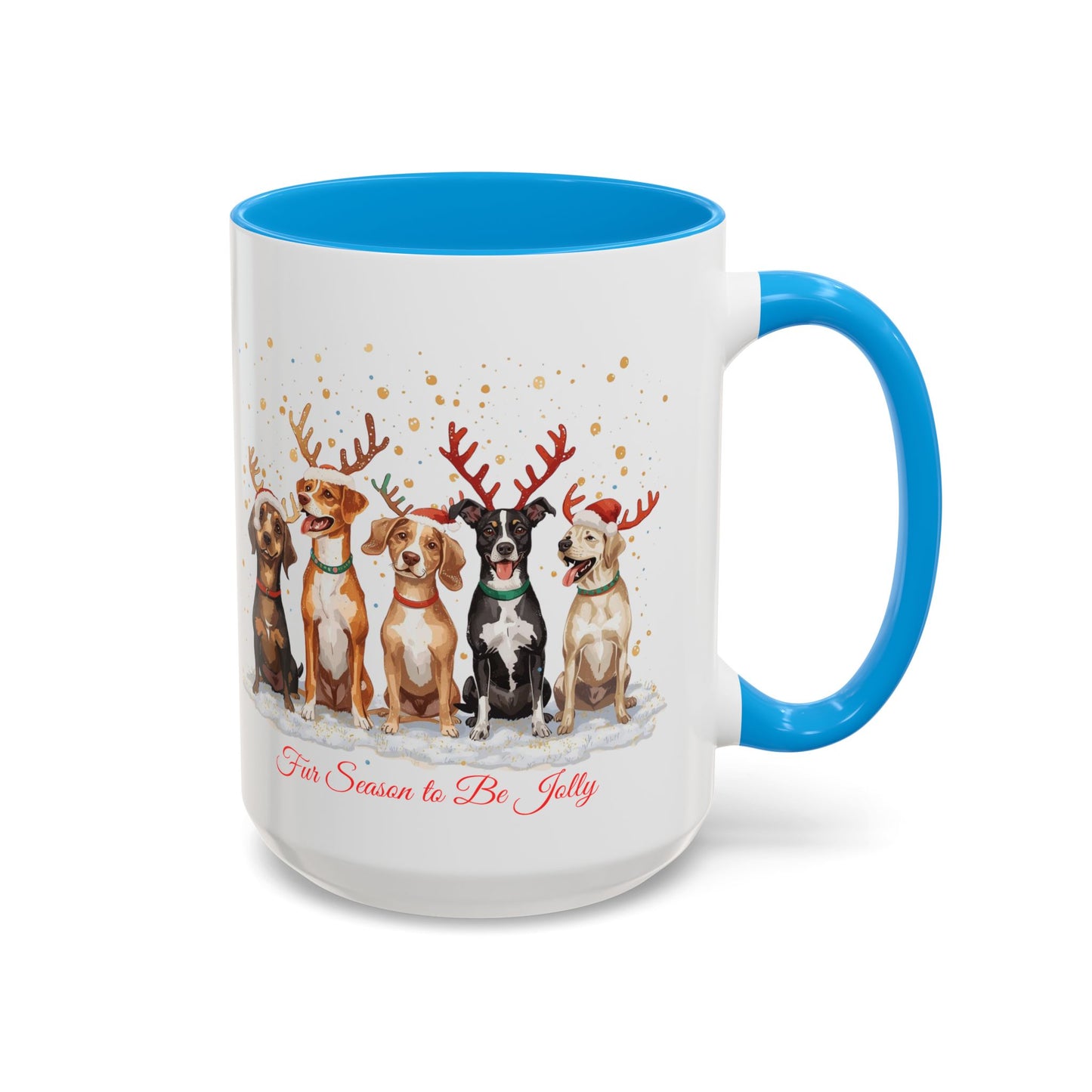 Colorful Holiday Mug with Festive Dogs, Dog Christmas Mug, Dog Mom Mug, Funny Christmas Dog, Merry Christmas