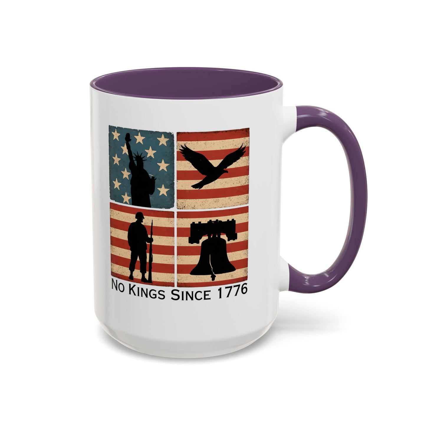 No Kings Since 1776 Coffee Mug, Fourth of July Gift, Retro American Flag Mug, Land of the Free, Military Veteran Gift