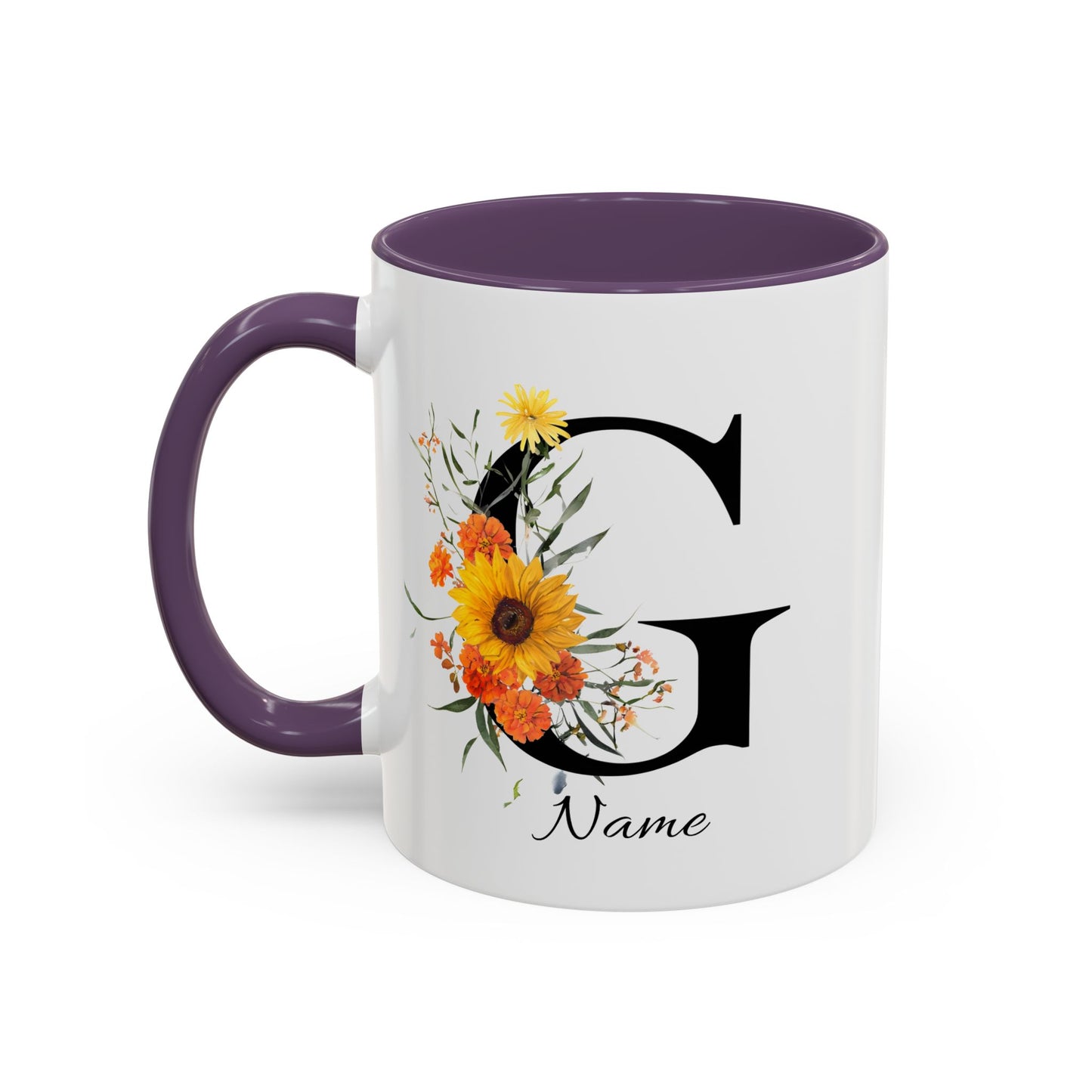Personalized Floral Monogram - Letter G - Elegant Accent Coffee Mug – Personalized Mothers Day Gift