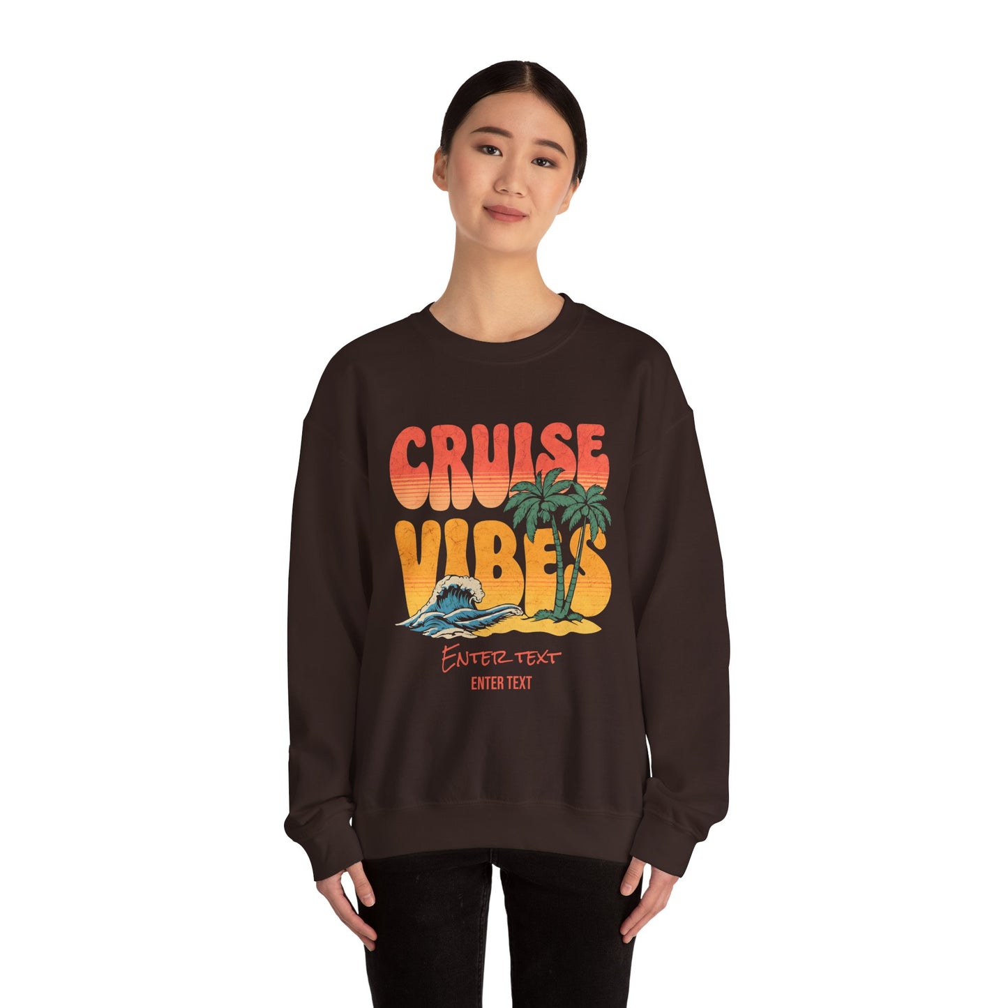 Retro Cruise Vibes Crewneck Sweatshirt, Summer Relaxation Style, Alaska Cruise, Caribbean Cruise, Girls Cruise