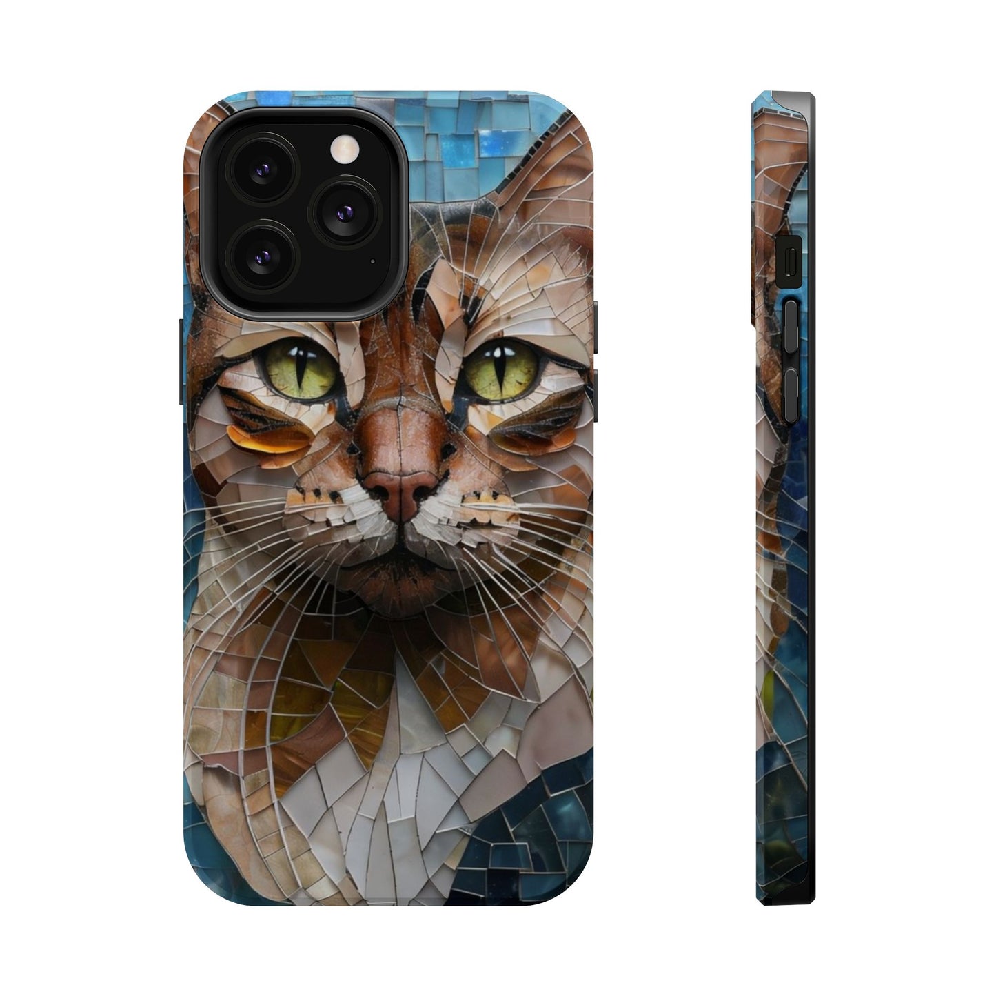 Crazy Cat Lady iPhone Case, Stained Glass Cat, Mosaic Cat Face, Pet Phone Case, iPhone Cat Case, Cat Gift