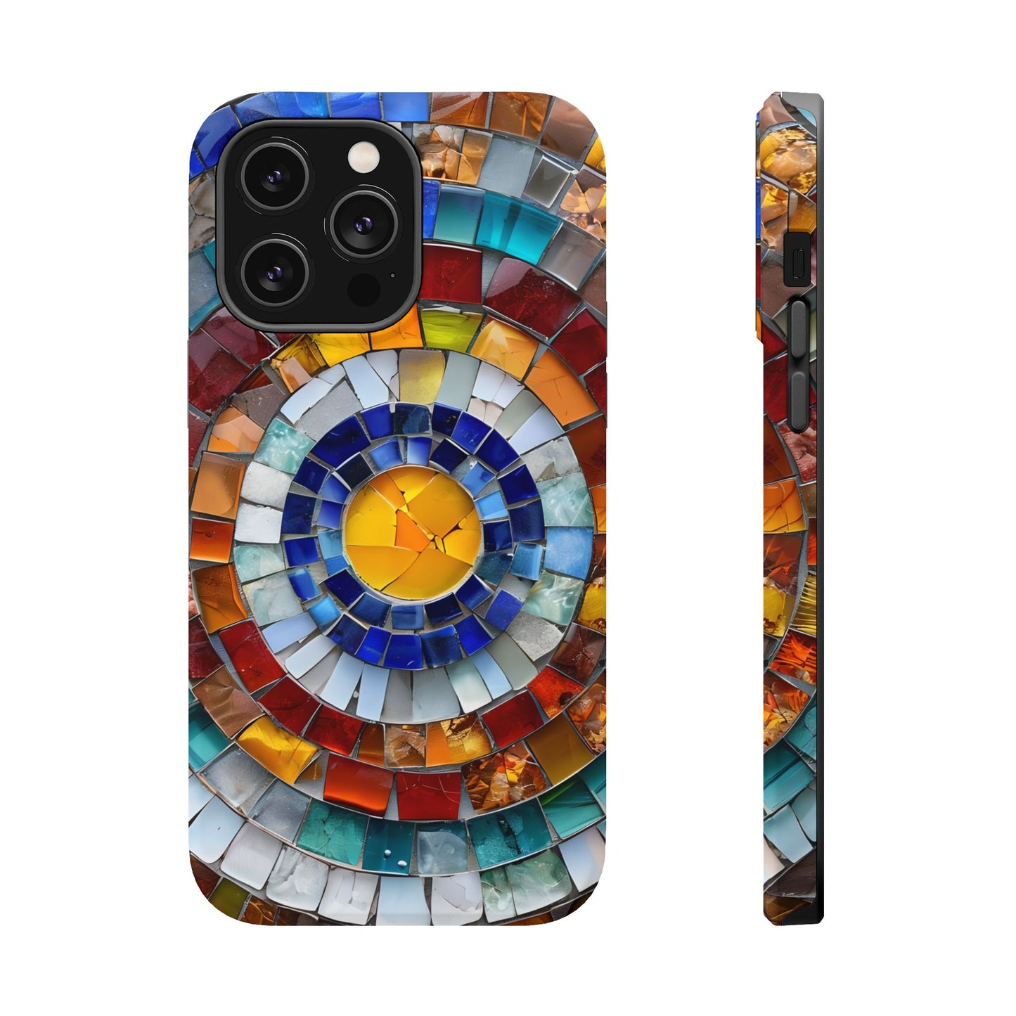 Magnetic Mosaic Phone Case, Trendy iPhone Case, Unique Design, Faux Stained Glass, Custom Phone Cover, Wireless Charging