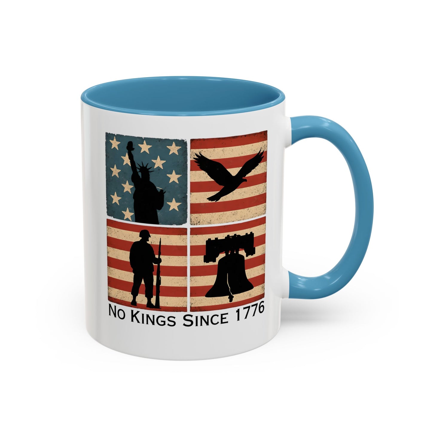 No Kings Since 1776 Coffee Mug, Fourth of July Gift, Retro American Flag Mug, Land of the Free, Military Veteran Gift