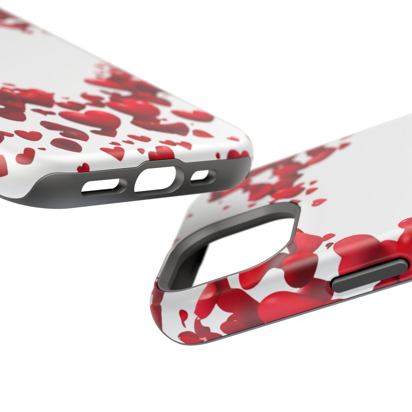 Heart-Shaped Heart Motif Magnetic Tough iPhone Case, Love Themed Phone Cover, Valentine's Day Gift,  Romantic Phone Case