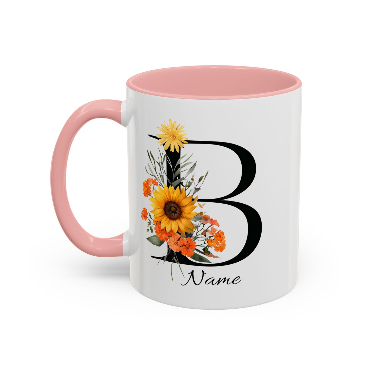 Personalized Floral Monogram - Letter B - Elegant Accent Coffee Mug – Personalized Mothers Day Gift
