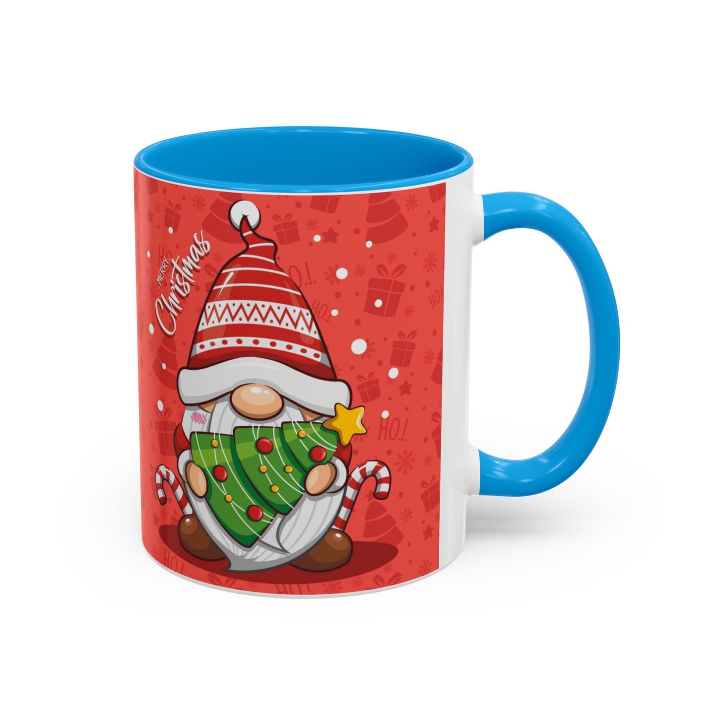 Christmas Tree Gnome, Red Christmas Gnome Mug with Tree and Candy Canes, Festive Holiday Coffee Cup, Cute Gnome Lover Gift, Winter Cocoa Mug, Christmas Kitchen Decor