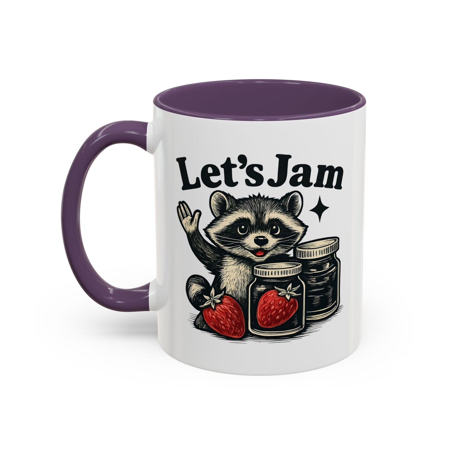 Let's Jam Raccoon Coffee Mug, Strawberry Mug, Cute Summer Mug, Raccoon Strawberry Mug, Funny Raccoon Mug, Trending Now