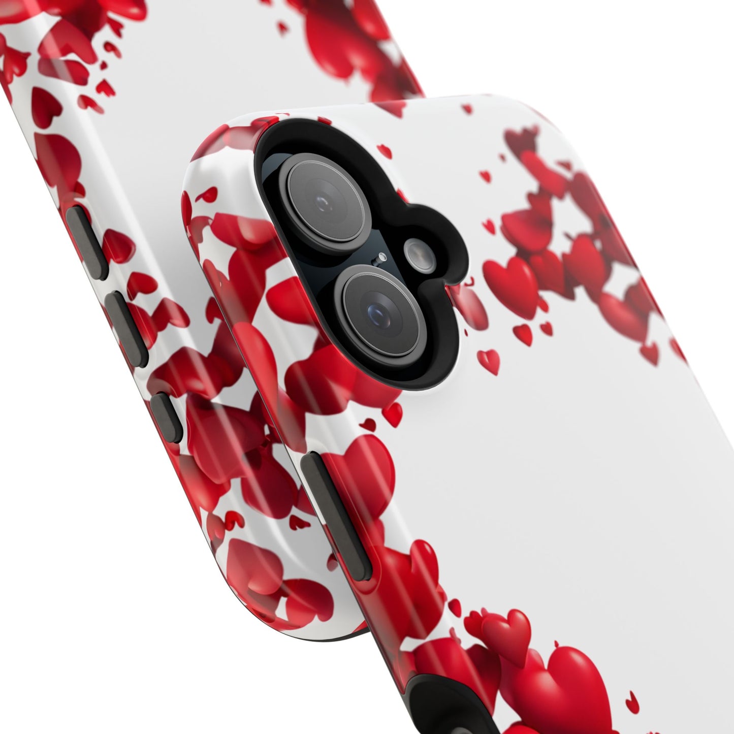 Heart-Shaped Heart Motif Magnetic Tough iPhone Case, Love Themed Phone Cover, Valentine's Day Gift,  Romantic Phone Case