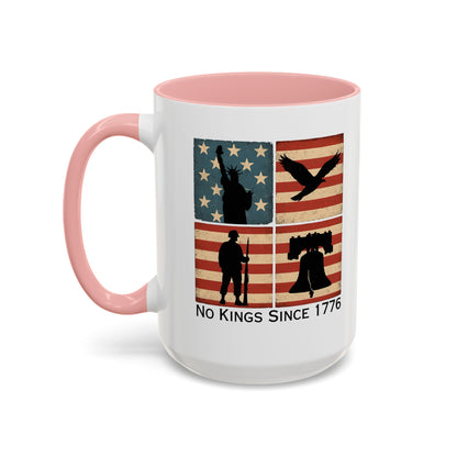 No Kings Since 1776 Coffee Mug, Fourth of July Gift, Retro American Flag Mug, Land of the Free, Military Veteran Gift