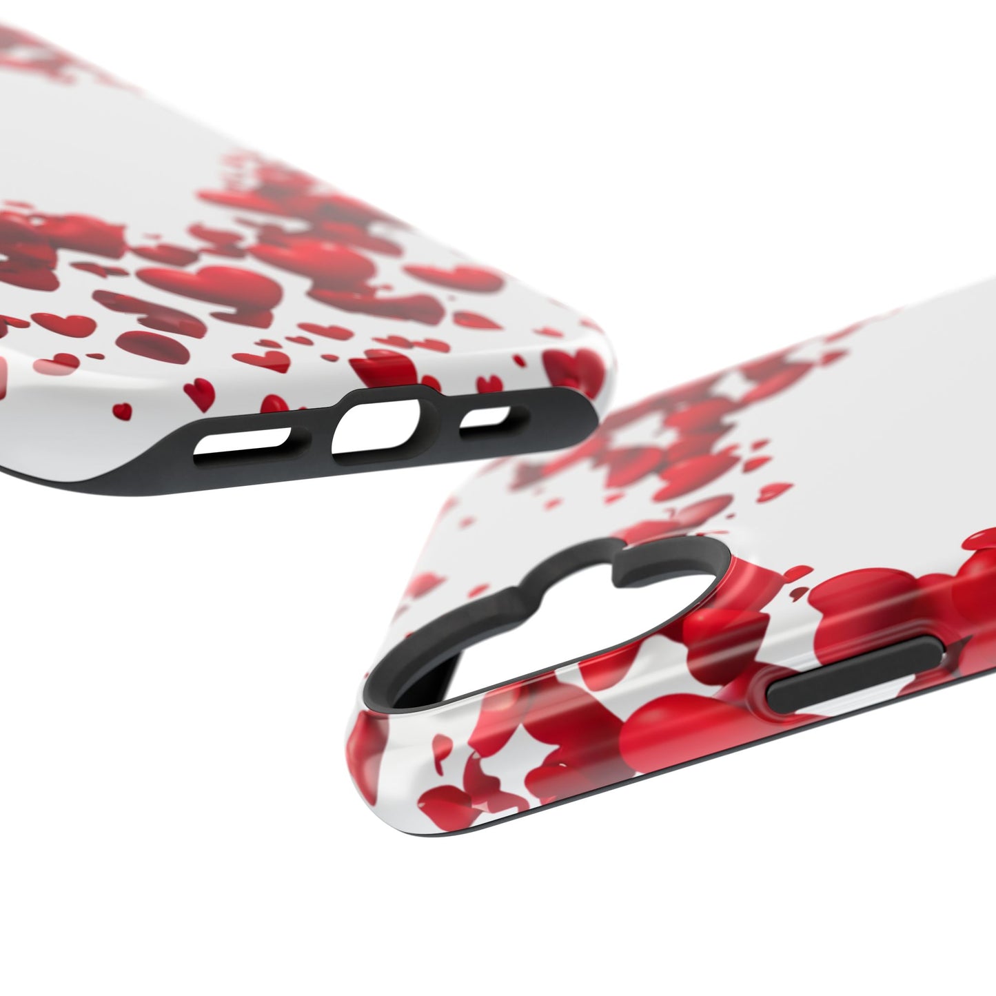 Heart-Shaped Heart Motif Magnetic Tough iPhone Case, Love Themed Phone Cover, Valentine's Day Gift,  Romantic Phone Case