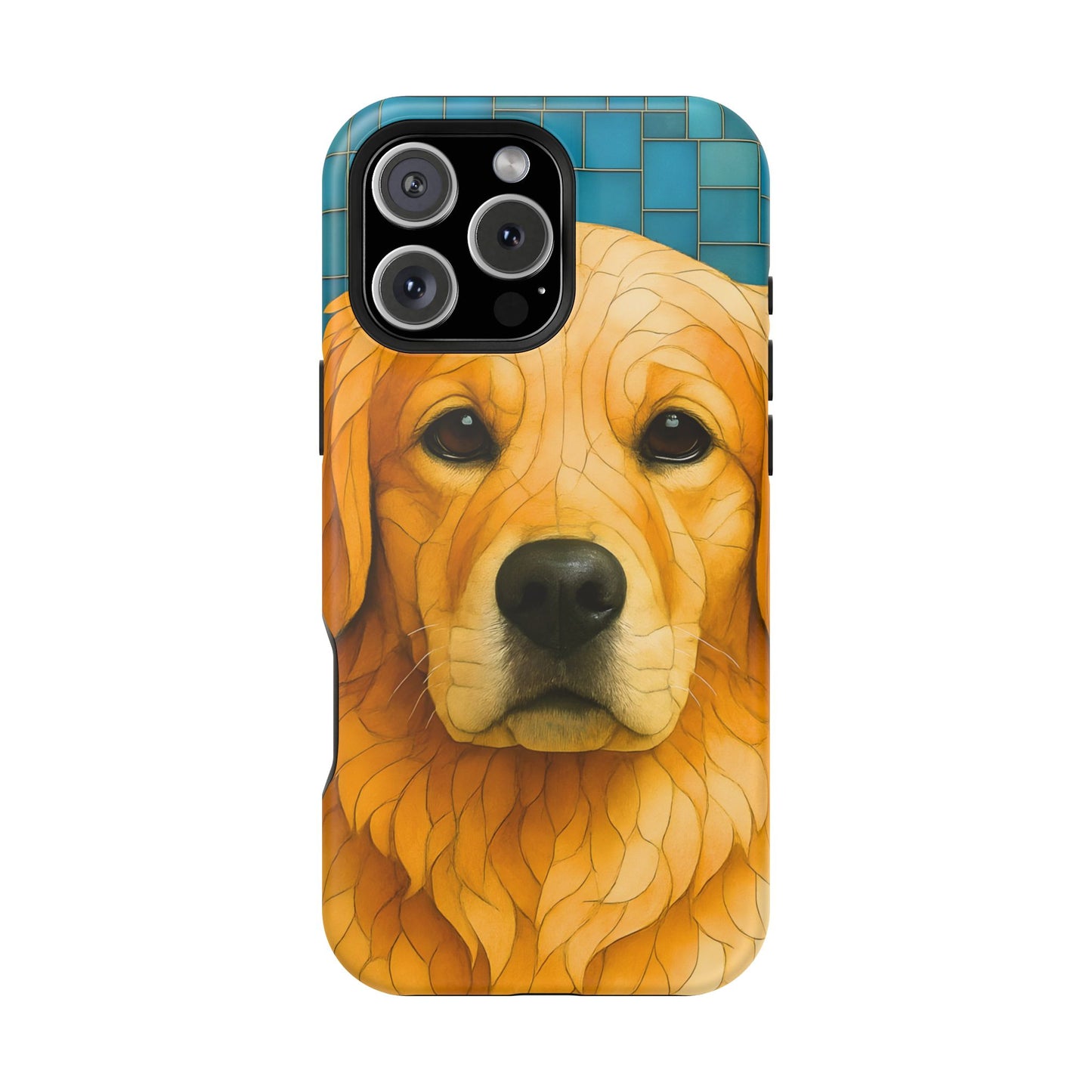 Golden Retriever Mosaic Phone Case, Dog Lover Gift, Protective iPhone Cover, Unique Pet Art, Animal Pattern Case