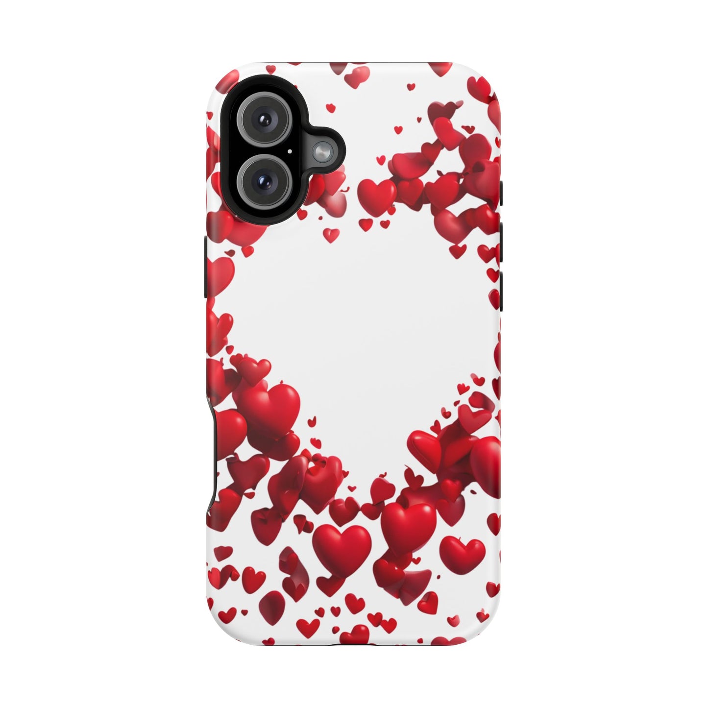 Heart-Shaped Heart Motif Magnetic Tough iPhone Case, Love Themed Phone Cover, Valentine's Day Gift,  Romantic Phone Case