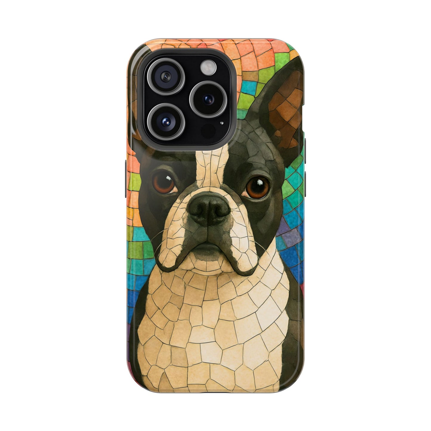 Boston Terrier Mosaic Phone Case, Boston Terrier Dog, Dog Phone Case, iPhone Dog Case, Dog Lover, Gift for Dog Lovers