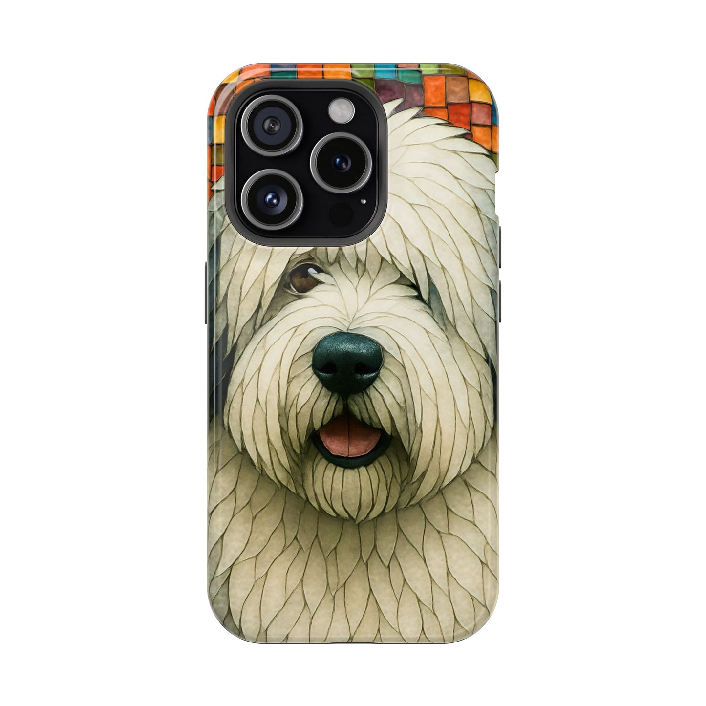Old English Sheepdog Mosaic Phone Case, English Sheepdog iPhone Case, Dog Phone Case, Dog Lover Gift, Cute Dog Cover
